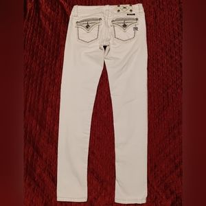 Miss Me Jeans Signature Skinny For Women Sz26 White Embroidered